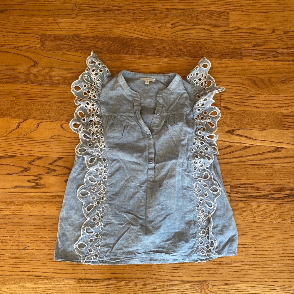 Joie blue top with lace detailing